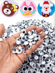 1500-100pcs Black & White Self-Adhesive Googly Eyes, Assorted Sizes Movable Plastic Craft Eyes, DIY Handmade Accessories, Suitable For Scrapbooking, Card Making, Halloween Christmas Holiday Creative Projects Fun Art Supplies - Multicolor - View 9