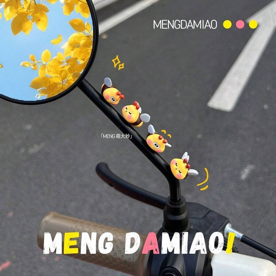 Car Dashboard Motorcycle Decorative Ornament, Spring Swinging Bee Figurine, Cute Mini Nodding Bee Resin Figurine, Used For Car Interior, Office Desk And Home Decor, Small Bee Ornament Electric Vehicle Rearview Mirror Decoration Creative Car Interior Accessory - Multiple Styles - View 1