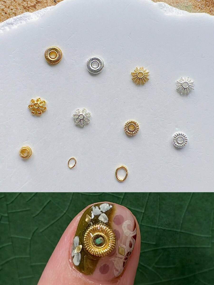 1 Pack Nail Art Alloy Decor Oval Spiral Metal 3D Embellishment - Multicolor - View 1