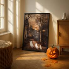 1pc Frameless Vintage Halloween Ghost Rustic Fall Wall Art Dorm Bedroom Apartment Decor Back To School Funky Posters Dorm Essentials - Ghost - View 6