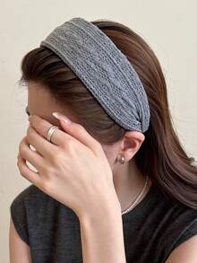Fashionable Versatile Minimalist Solid Color Wide Headband - Multicolor - View 6