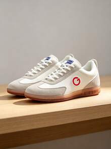 Sepatu Skate Pria, Bagian Atas PU yang Nyaman dengan Sol Anti Selip Empuk, Cocok untuk Pemakaian Sehari-hari, Bepergian, Latihan, dan Lainnya - Putih - View 4