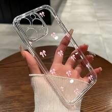 1pc Transparent Girl Pink Small Bow Pattern Phone Case, Personalized Protective Shell Compatible With IPhone 16 Pro Max/17/16/15/14 Plus/13/12/11/Air And Series - Multicolor - View 2