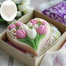 Heart Tulip Silicone Mold, Aromatherapy Candle Mold, Heart & Tulip Combined 3D Flat Bottom Design, Perfect For Handmade DIY Decoration, Handmade Soap Making, And Home Decor, Reusable And Durable Silicone Mold - Tulip - View 10