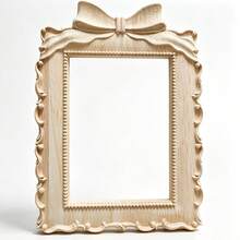 Unfinished Carved Wooden Photo Frame, Ornate Vintage Style Raw Wood Picture Frame For DIY Painting Home Decor - White - View 4