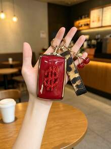 1PC New Shiny Dollar Sign Sticker PU Leopard Print Cherry Pendant Keychain Compatible With Dongfeng Renault Koleos Key Cover Koleos 2022 Renault Car Fashion Women Protective Case Buckle Durable TPU Ideal Gift - Multicolor - View 7