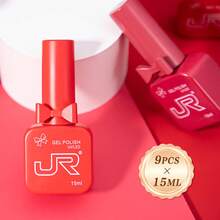 JR 126色凝膠指甲油 15ml 9件組 蝴蝶結與緞帶填充瓶套組 浸泡式脫色 UV LED 女孩禮物 - 彩色 - 查看 6