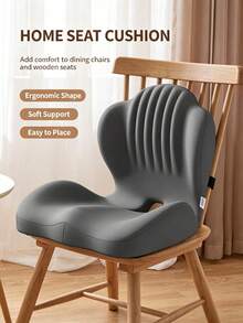 1pc 40cm*44cm*37cm Multicolor High Elasticity PU Foam Seat Cushion Backrest Integrated Pad, Suitable For Office, Student Dorm, Long Sitting, Daily Home Use, Minimalist Home Style High Elastic Memory Foam Curved Waist Support Pressure Relief Chair Cushion - View 3