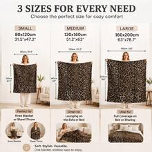 1pc Leopard Print Faux Rabbit Fur Blanket, Double Layer Warm Faux Rabbit Fur Throw, All Season Multi-Functional Blanket For Living Room, Bedroom, Sofa Decoration, Great Gift - Brown - View 6