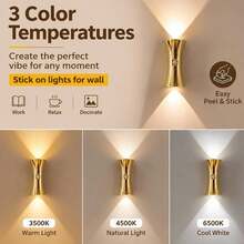 Smart LED Wall Light, 3-Color Adjustable, Motion Sensor, Indoor Magnetic LED Sensor Wall Light, Battery Powered, Adjustable Color Temperature, USB Rechargeable Night Light, Wireless Magnetic Wall Light, Suitable For Hallway, Bathroom, Bedroom - Multicolor - View 8