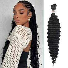 110g 2 Bundles/Pack Human Braiding Hair For Boho Braids Human Curly Boho Hair For Braiding Knotless Deep Wave Bulk Bohemian Natural Black Color - Natural Black - View 14