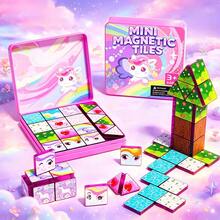 3D DIY Creative Magnetic Tiles, Colorful Theme Children's Magnetic Building Blocks Gift Set, Easily Assemble Multiple 3D Shapes, Early Education Intellectual Development And Hands-On Thinking, Suitable For Parent-Child Interactive Role-Playing Games, Exquisite Gift Box, Suitable For Boys And Girls, Premium Children's Birthday Gift, Holiday Party Gift - Multicolor - View 1