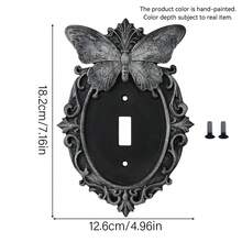 1PC 3D Printed Premium Plastic Gothic Butterfly Light Switch Plate, Dark Vintage Frame Decorative Switch Panel, Halloween Home Atmosphere Switch Sticker Suitable For Entryway, Study Room Decor - Black Silver - View 10