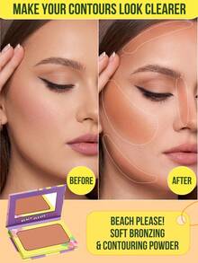 MISSLYN 1入 Beach Please! 柔焦修容古銅粉，中性暖調啞光古銅色，可疊加顯色，含維生素E，臉部古銅修容盤，適合日常/派對/海灘，金色古銅/陽光親吻/修飾臉部輪廓，古銅粉，萬聖節妝容 - #51 - 查看 6