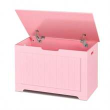 Storage Chest, 30 Inch Chest Box Organizer With 2 Safety Hinges, Wooden Entryway Storage Bench - Pink - View 1