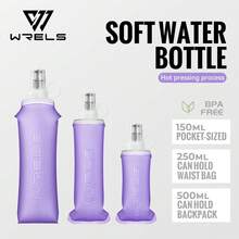 WRELS 1件 150ml/250ml/500ml 可折疊軟水壺，適用於徒步、跑步、馬拉松、攀岩與越野跑 - 彩色 - 查看 8