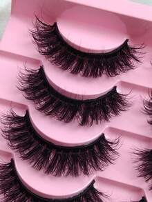 10 Pairs Classic Russian Volume DD Curl Fluffy Dense Faux Mink Fake Eyelashes Suitable For Beginners Reusable Dramatic Mink Lashes Strip Lashes Lashes Eyelashes Fake Lashes - Black - View 4