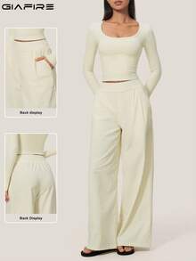 New Autumn Women's 2 Pieces Yoga Set, Butt-Lifting Pilates Running Fitness Shorts And Casual Sports Jacket, White Top, Autumn Women's Clothing - Apricot - View 1