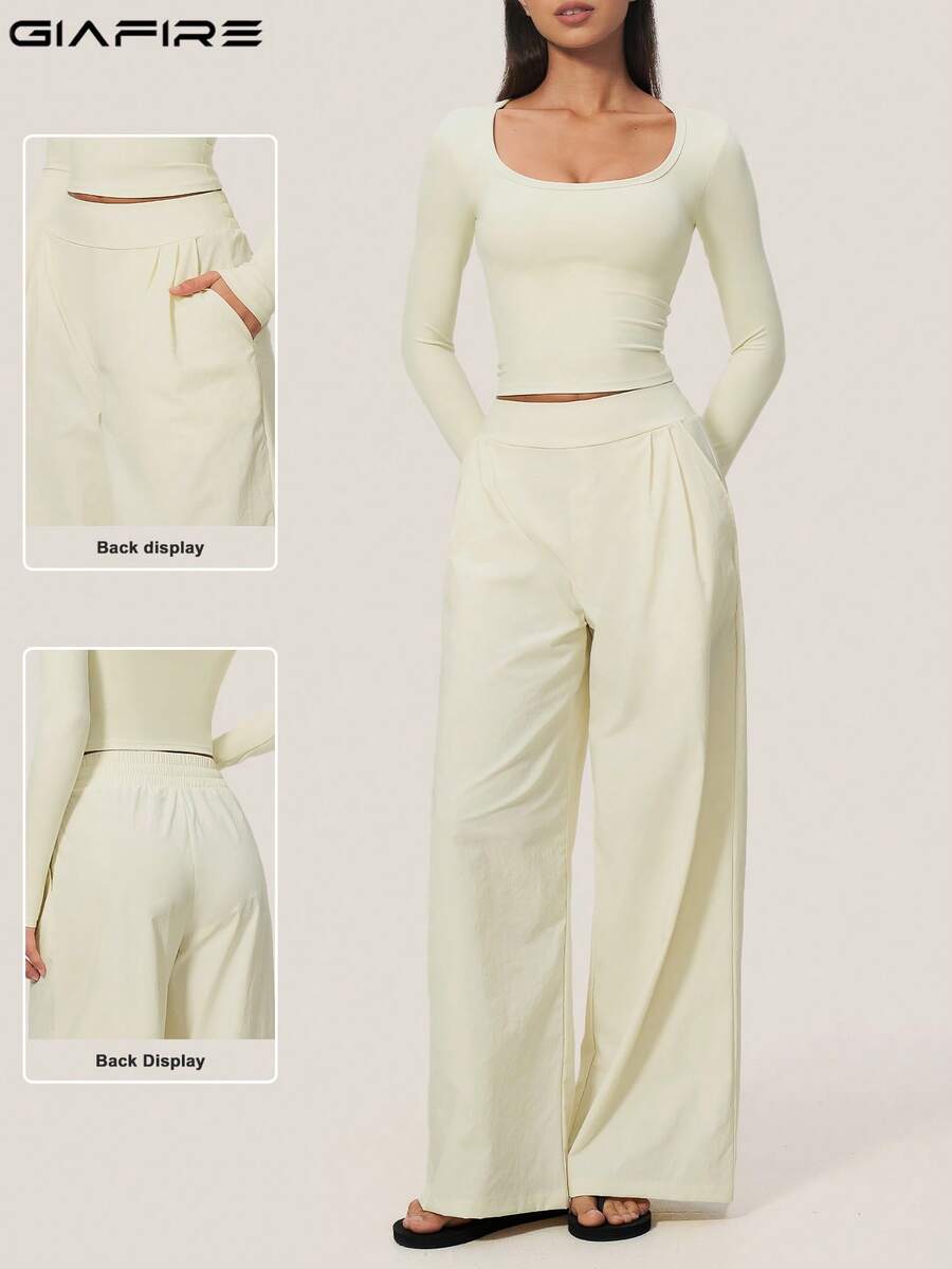 New Autumn Women's 2 Pieces Yoga Set, Butt-Lifting Pilates Running Fitness Shorts And Casual Sports Jacket, White Top, Autumn Women's Clothing - Apricot - View 1
