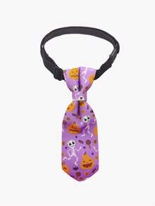 Halloween Pet Tie Collar Spider Ghost Bat Print Pattern Collar Skull Adjustable Cat Neck Collar - Multicolor - View 8