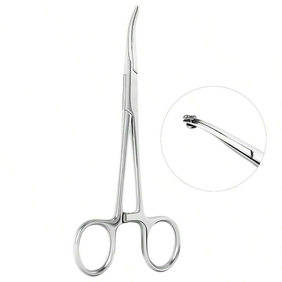 Skin Anchor Pliers Tool, 6 Inch Professional Micro Skin Surface Anchor Holder, Stainless Steel Body Art Piercing Hemostat Clamp Tool - Bent-nose Tweezers - View 1
