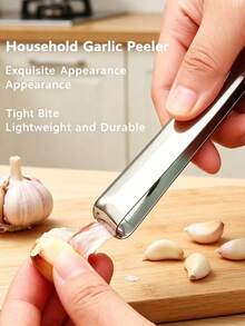 2/1pc Stainless Steel Garlic Peeler Tongs, Effortless Sharp Grip Design, Rust-Proof Polished Metal Garlic Skin Remover, Minimalist Kitchen Tool For Home Cooking And BBQ Food Prep - Silver - View 8