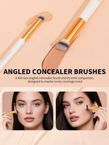 docolor 2 Pieces Face Concealer Brush Set, Precisely Picks Up Product With Zero Streaks, Targets Imperfections With Accuracy, Covers Both Spots And Larger Areas, Perfectly Conceals Dark Circles And Blemishes For A Flawless Base-Easy For Beginners To Use - White - View 2