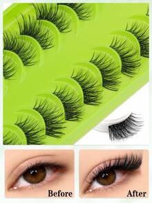 10 Pairs Natural Half Eyelashes, Lightweight And Soft, Create Cat Eye Makeup Effect, Naturally Extend Eye Corners, Transparent Lash Roots, Durable And Reusable, Cat Eye Half Eyelashes, Beautiful And Natural - Black - View 5