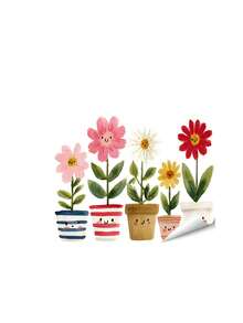 1pc Removable Reusable Static Window Sticker, PVC Material, Cute Cartoon Potted Flower Window Decal, Hand‑Painted Fresh Style, No Glue Easy To Apply, Vibrant Color Plant Pot Pattern For Home Glass Window Decor - Small Flower Pot - View 9