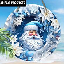 Classic Christmas Wooden Hanging Decor Blue Santa Claus Snowflake Flower Cave Pattern Wooden Home Hanging - A - View 11
