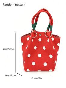 Classic Colorblock Polka Dot Casual Versatile Artistic Bucket Bag, Multi-Functional Daily Commute Handbag, Suitable For Niche Shopping And Dating - Red - View 4
