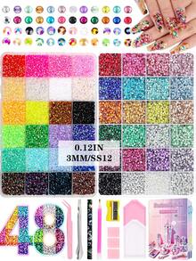48Color Resin Jelly Rhinestones For Bedazzling, Multicolor 3mm Flatback Gems For Diamond Art, Bedazzler Kit With Pick Up Tools For Bedazzle Thing Crafting Book Nail Art Girls Night - Multicolor - View 7