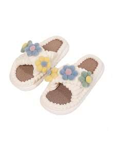 Women's Thermal Lined Warm Thermal Slippers For Home And Outdoor Wear, Autumn/Winter - White - View 5