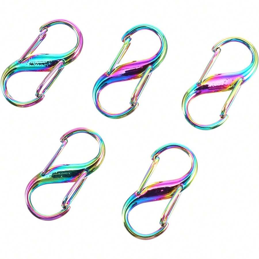 5Pcs Stainless Steel Micro Sized Dual Carabiner For Keys, Pet Tags & Small Accessories Center Locking Lever Twist-To-Lock - 5 Pieces - View 1