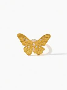Vandermere 1pc Butterfly Ring Heavy Industrial Brushed Spiky Diamond Ring - Butterfly - View 2