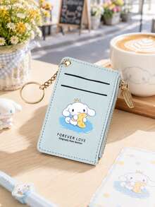 SANRIO 1Pc Card Holder With Keyring, Zipper Coin Pocket & ID Window, Cute Hello Kitty Kuromi Cinnamoroll Card Case For Women - Multicolor - View 6