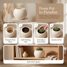 Nordic Round Matte Flower Pot, Indoor Desktop Small Potted Plant Thickened Plastic Planter - A - View 3