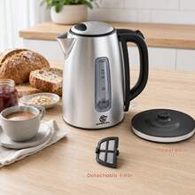 SUPERLEX 1.7L Electric Tea Kettle With Visual Water Level Display, 3000W Fast Boiling Water, Auto Shutoff On Low Water & Dry Boil Protection. Stainless Steel Kettle Body With Anti-Scald Design, Great For Coffee And Tea. - UK Plug(220-240V) - View 11