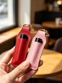 Sweet Style PU Leather Lipstick Holder Keychain, Bag Charm Accessory, Paired With Transparent Bear And Star Candy Charms. Built-In Slot For Lipstick/Lip Balm, Lobster Clasp Design For Easy Attachment To Bag Exterior, Convenient For Quick Access. Exquisite Design With Full Girly Charm, Compact And Space-Saving, Both A Storage Accessory And A Beautiful Bag Decoration. - Multicolor - View 2