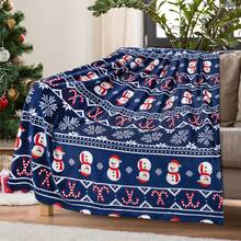 Soft & Comfortable 1pc Christmas Snowflake Snowman Modern Flannel Blanket - Stylish Polyester Nap Blanket - Digital Print Craft, Suitable For Sofa, Bed, Travel, Office Home Decor - Multicolor - View 1