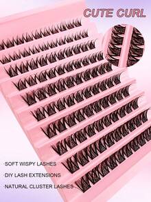 رموش صناعية فردية مجزأة بتجعيد C Curl، طول 8-16 مم، لتمديد الرموش DIY، مجموعات رموش فردية - B - مشاهدة 3
