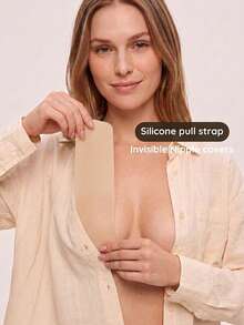 Lignisse Silicone Plunge Bra Tape Invisible Deep V Chest Cover Self-Adhesive Strapless Backless Seamless Wide Coverage Nipple Sticker Women Intimates - Multicolor - View 1