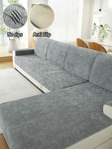 1 Stück Chenille strukturierter einfarbiger Sofakissenbezug, moderner minimalistischer Sofasitzbezug, universeller Sofabezug für alle Jahreszeiten, rutschfest, verschleißfest, reißfest, kratzfest gegen Katzen, pillingfrei, maschinenwaschbar, fleckenabweisend, staubdicht, haustierfreundlich, passend für 1-4 Personen L-förmiges Wohnzimmer, Schlafzimmer, Outdoor-Sofa Schutzbezug, vollständiger Sofaschutzbezug, Sofabezug, Couchbezug - Dunkelgrau - Übersicht 1