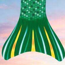 Girls' One-Piece Mermaid Tail Swimsuit With Fish Scale Print For Vacation, Outdoor And Beach - Green - View 5