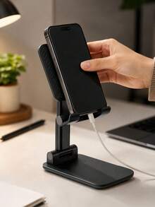 1pc Multi-Function Adjustable Angle Desktop Phone Stand, Stable Non-Slip Base, Hands-Free, Suitable For Watching Movies, Browsing Videos, Live Streaming, Online Classes, Lightweight And Portable, Home, Dorm, Office, Compatible With Multiple Phone Models, Practical Slouchy Phone Support Stand - Support - View 1