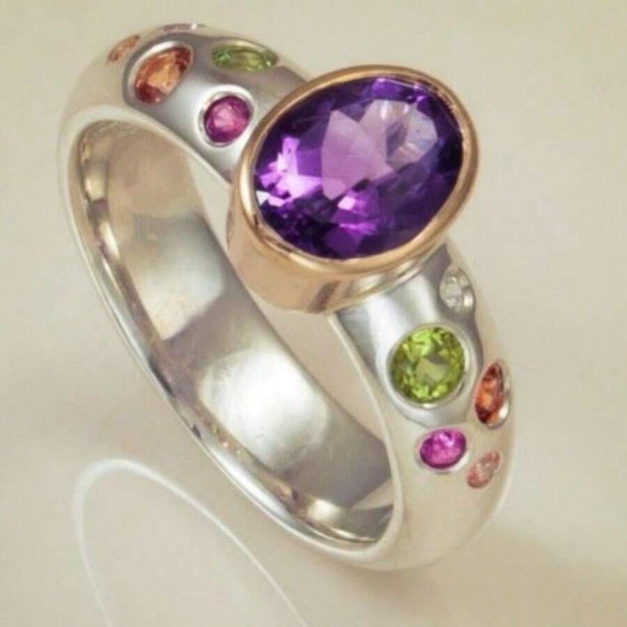 Women's Oval Ring, Sparkling Jewelry, Ideal Gift For Wedding, Engagement And Holiday - Silver - View 1