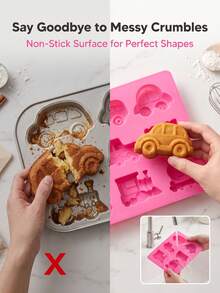 1 buah Cetakan Silikon Kereta Api Kecil 6 Rongga, Cocok untuk Dekorasi Kue, Jeli, Permen, Model Mobil, Kerajinan Frosting, dan Pembuatan Cokelat - MultiWarna - View 3