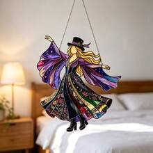 1pc Witchy Rock Muse Acrylic Suncatcher Mystical Witch Style (Random Hanging Rope) - Multicolor - View 4