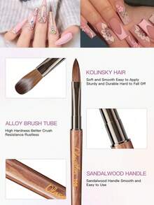 Olasalon Acrylic Nail Brush, Sandalwood Handle, Suitable For Professional Application Of Acrylic Nail Polish And Acrylic Powder - Chocolate Brown - View 4