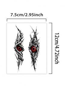 1pc Halloween Fake Eye Tattoo Sticker, Waterproof Sweat-Resistant Disposable Temporary Tattoo, Suitable For Women And Men Face, Arm, Waist, Chest, Leg, Abdomen, Neck, Hand, Finger, Back, Ideal For Party, Stage Performance, Modernist Body Art - Multicolor - View 4